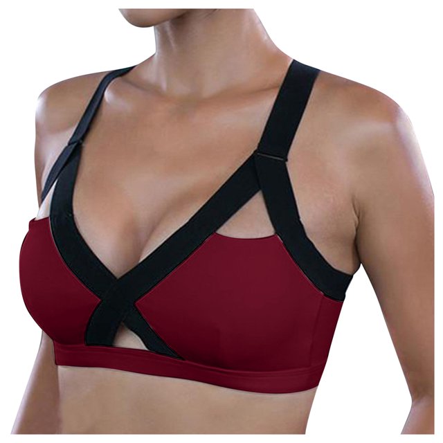 B91xZ Womens Double Support Wireless Bra Allover-Smoothing Wireless Lightly Lined Convertible Comfort Bra,Wine M
