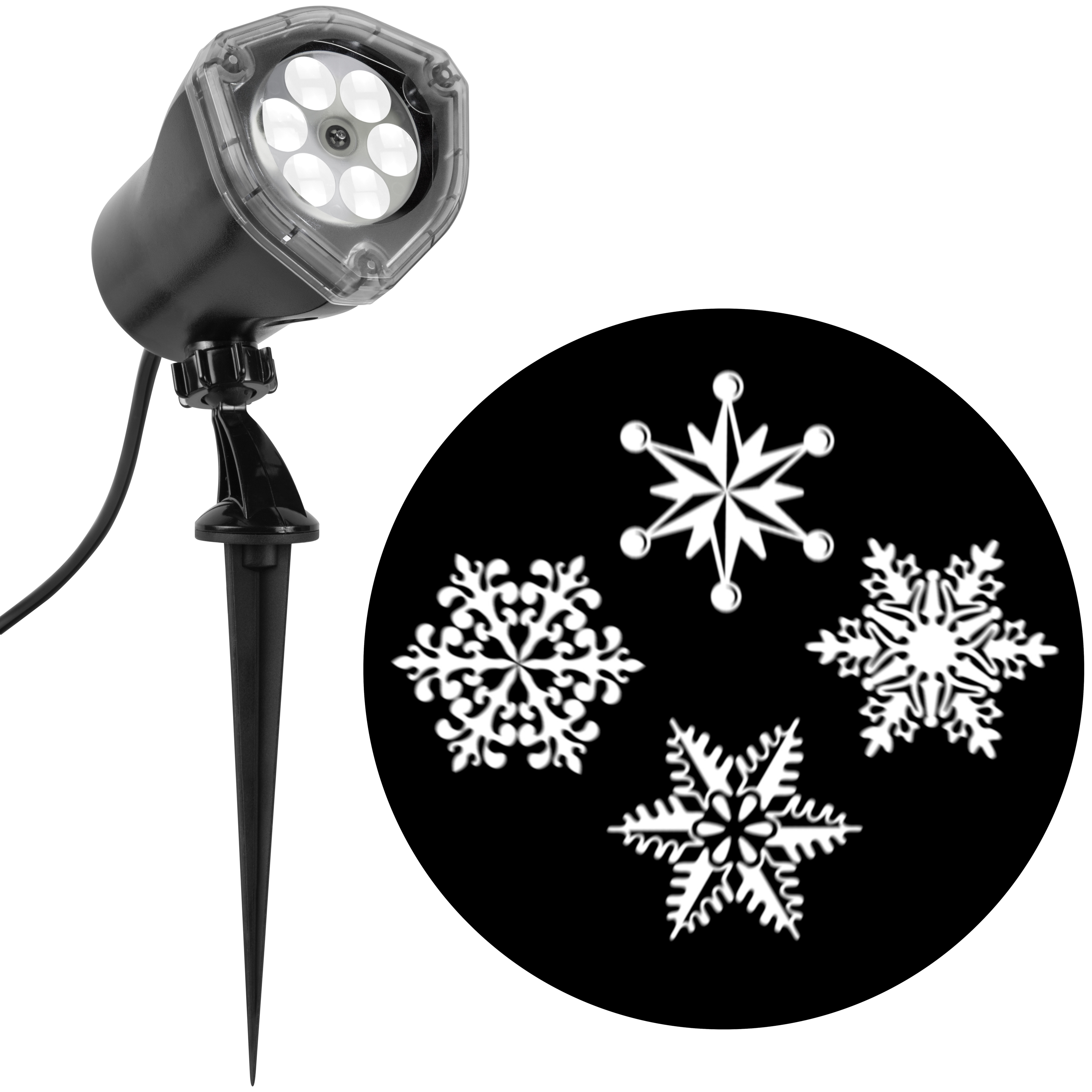 Projection de lumière de Noël ornée flocon de neige blanc