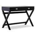 thumbnail image 1 of Linon Peggy Two Drawer Writing Desk with X Frame Legs in Black Painted Wood, 1 of 16