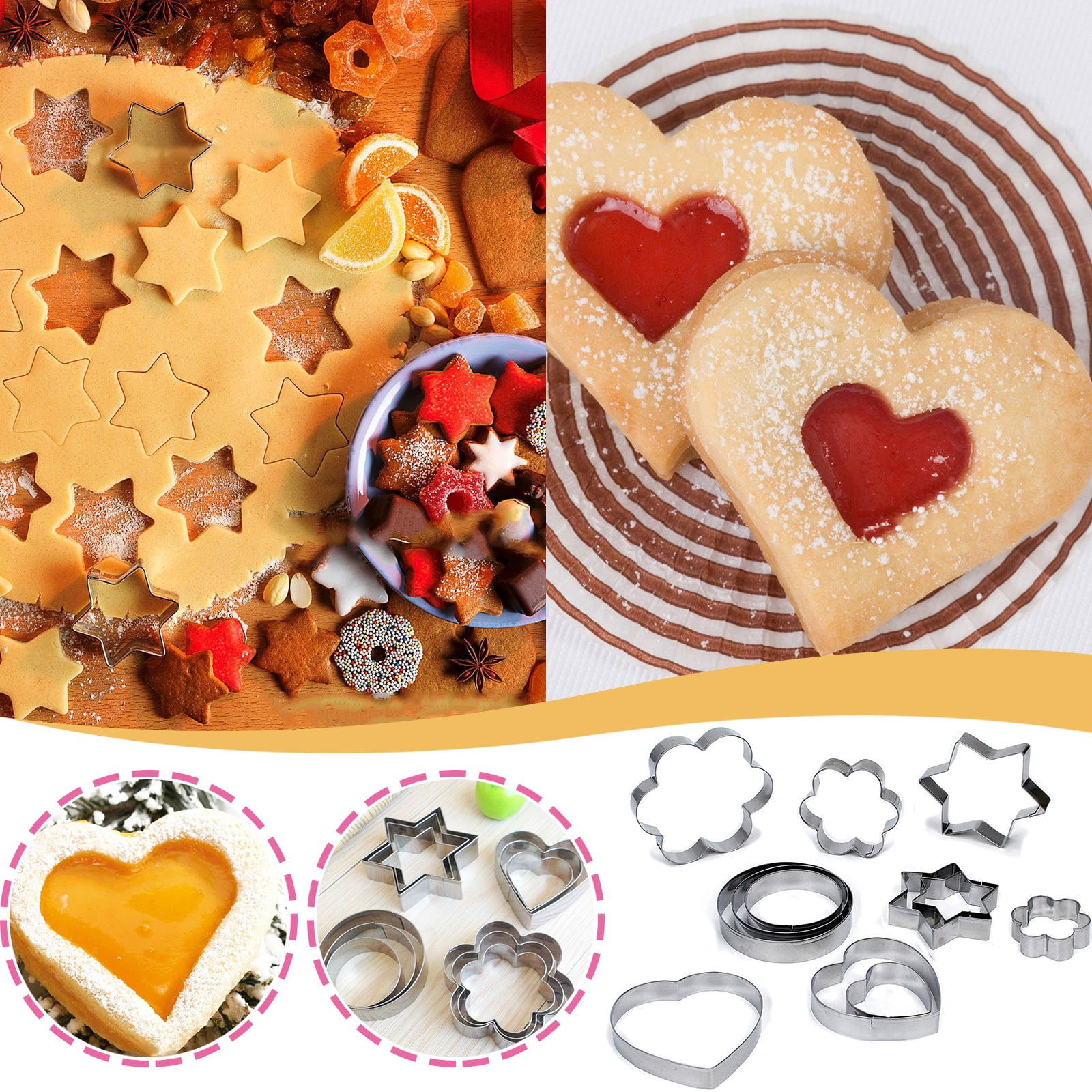 Yhmxh Kitchen Couteaux Gadgets de Cuisine 12 Pcs Coupe-Biscuits Découpe de Biscuits en Acier Inoxydable Formes Biscuits Fleur Accessoires Kitchen Essentials Kitchen pour Maison Cuisine Fête Restaurant