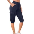 thumbnail image 2 of Timegard Cargo Shorts for Women Elastic High Waisted Drawstring Sweatshorts Outdoor Half Pants with Pockets, 2 of 7