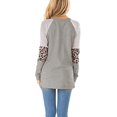thumbnail image 3 of Womens Color Block Long Sleeve Leopard Print Tops Round Neck Striped Loose Casual Shirts Tunic Tops, 3 of 4