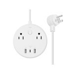 Monoprice USB-C Power Strip Pad - 2 Outlets and 3 USB 57W (2x 12W USB-A 1x 45W USB-C) with 5-Foot Extension Cord, Compac