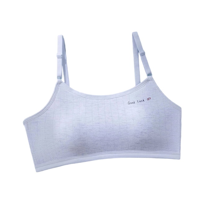 Big Girls Junior Students' Puberty Fixed Cup Backless Under With Adjustable Shoulder Straps Bra Clothes Size 14-16T