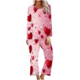 thumbnail image 1 of TIMIFIS Valentines Day Pyjamas Femme - Ensembles de Pyjama pour Femme 2 Pcs - Haut à Manches Longues Décontracté à Col Ras du Cou et Pantalon Ensembles de Pjs Vêtements de Nuit Vêtements de Détente, 1 of 3