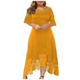 thumbnail image 1 of CHUANK Robes Maxi d'Été Grande Taille pour Invitée de Mariage Robe en Dentelle à Empiècements Épaules Dénudées Longues Robes Manches Courtes, 1 of 7