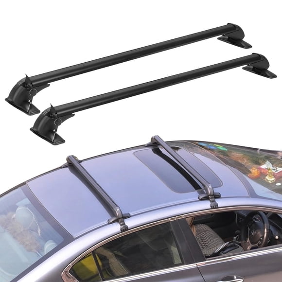 KOCASO Porte-Bagages Universel de 43 Pouces pour Toit de Voiture, Serrure Antivol, Barres Croisées en Aluminium, Cadre de Fenêtre Ajustable pour Vélo Kayak Bagage Cargo, Distance de 42.91-44.88 Pouces entre Rainures de Pluie, Charge de 165 Lb