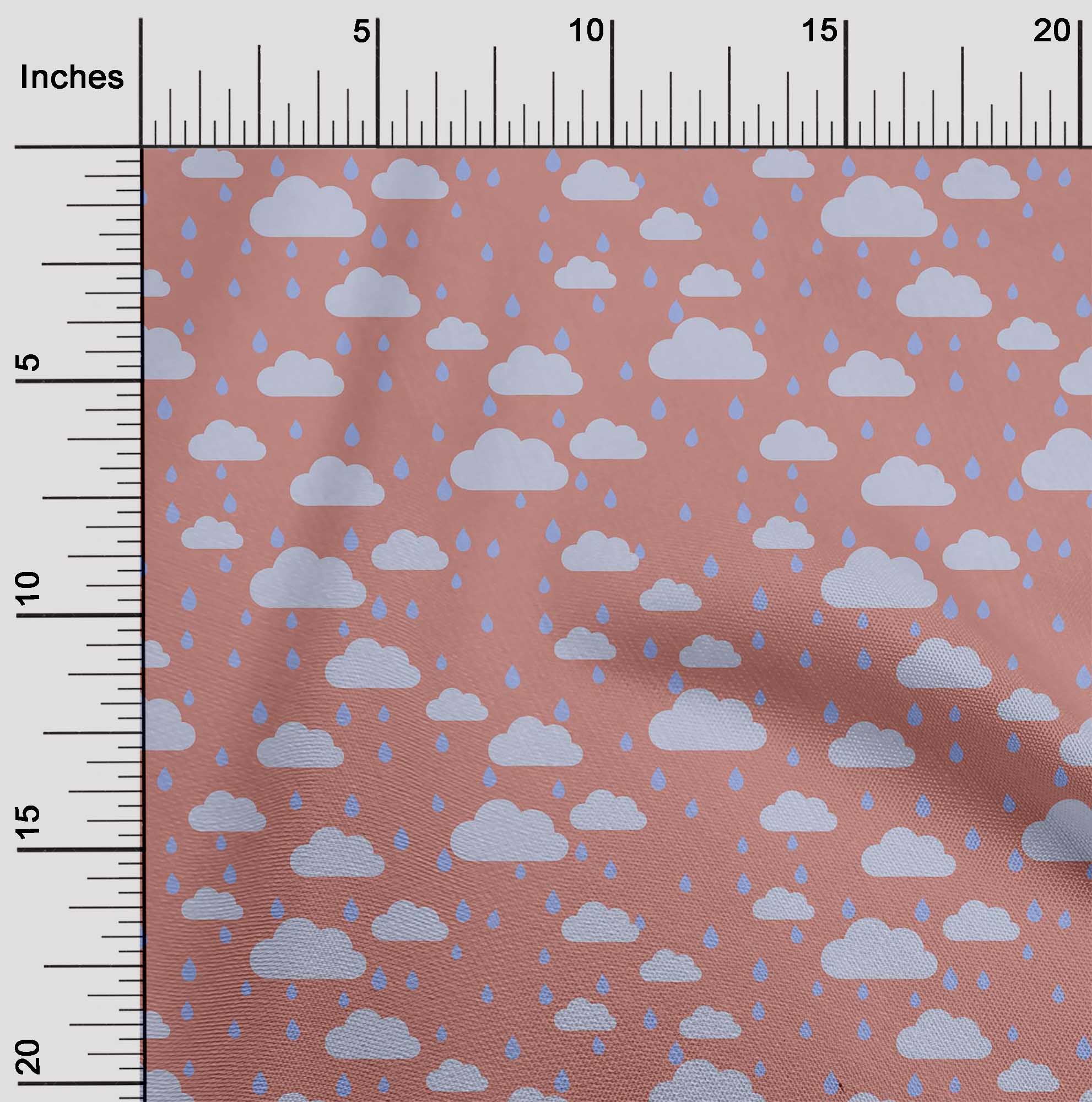 oneOone Silk Tabby Fabric Raindrop & Clouds Nature Fabric Prints by Yard 42 Inch Wide