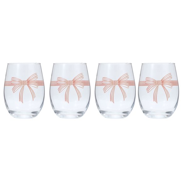 Luv by Betsey Johnson 4-Piece 16 oz Bow Wine Glass Set
