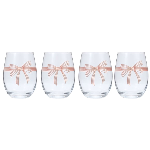 Luv by Betsey Johnson 16oz Bow Wine Glass Set of 4