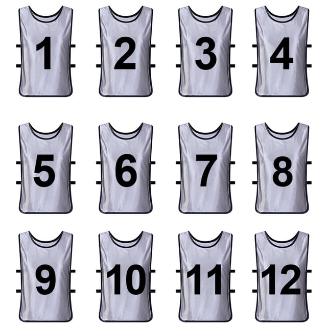 TOPTIE Ensembles de 12 Gilets d'Entraînement Numérotés (#1-12), Chasubles de Soccer