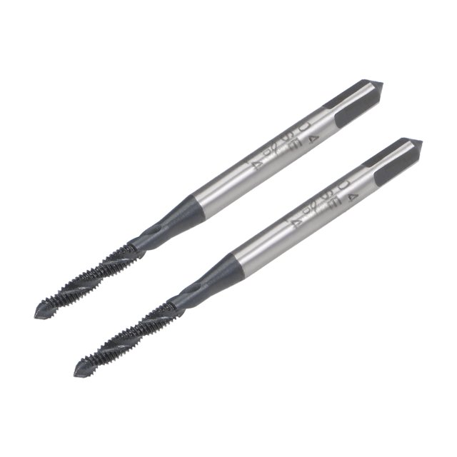 Unique Bargains M2 x 0.4 Spiral Flute Thread Tap, Metric Machine Threading Tap HSS Nitriding Coated, Round Shank with Square End, 2pcs