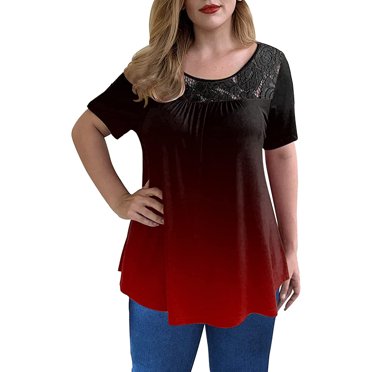 RKSTN Hauts Grande Taille pour Femmes Été Vintage Imprimé Motif Décontracté Manches Courtes Blouse Blouses et Hauts Élégants, T-Shirts Surdimensionnés, Hauts d'Été Floraux Boho