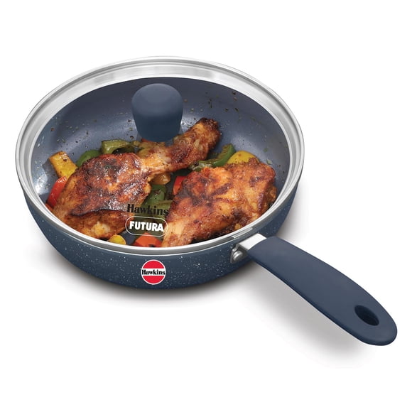 Ceramic Nonstick Frying Pan, 19 Cm Diameter 1.2 Liters | Induction Fry Pan With Glass Lid, Granite Omlette Egg Pan, Fish Pan (ICF19G)