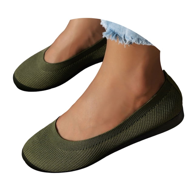 Dakaela Ballerines Chaussures Plates Femmes Habillées Bout Rond à Enfiler Ballerine Marche Mocassins à Petit Talon Compensé