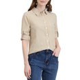 thumbnail image 1 of INSPIRE CHIC Chemise à Col à Revers pour Femme, Boutonnée, Manches Longues Retroussables, 1 of 6