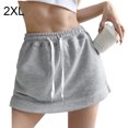 thumbnail image 4 of thinsony Jupe-Short pour Femmes Robe Unie Décontractée à Cordon Mini Ligne A Mode Taille Haute Été Style Coréen pour le Sport Gris 2TG, 4 of 8