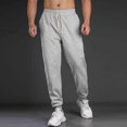 thumbnail image 2 of Ceisia Men Solid Color Loose Casual Pants Elastic Waist Drawstring Sports Gift Work Trousers, 2 of 4