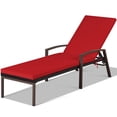 thumbnail image 2 of Costway Patio Rattan Lounge Chair Chaise Recliner Back Adjustable Cushioned Garden Red, 2 of 8