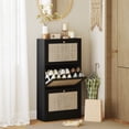 thumbnail image 2 of HOMCOM Rattan Shoe Storage Cabinet Organizer with 3 Flip Drawers, 2 of 10