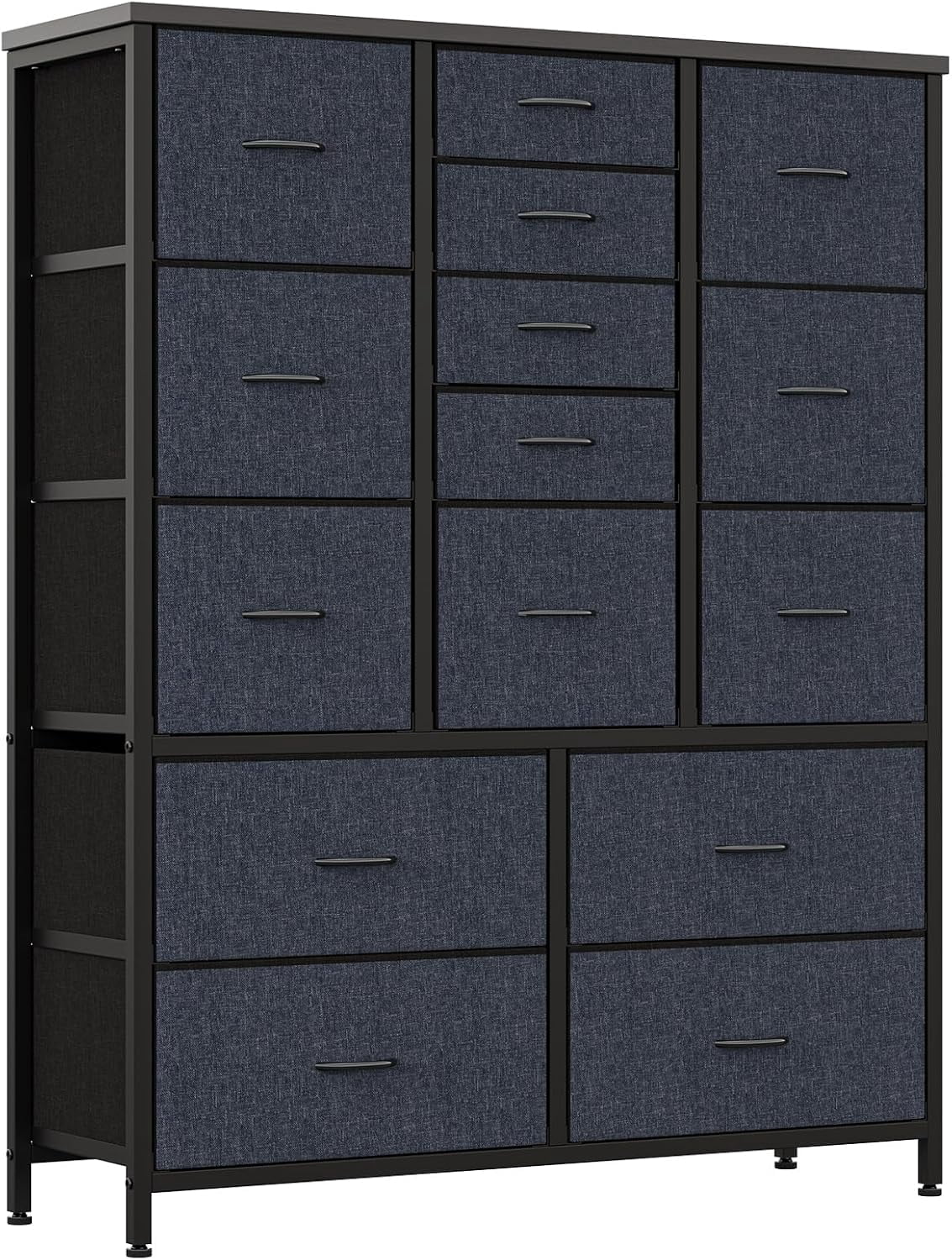 Tall Dresser for Bedroom with 15 Drawers, Chest of Drawers with Fabric Bins, Clothing Storage Organizer, Fabric Closet Dresser for Living Room