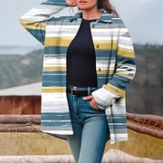 Mceream Womens Winter Fleece Hooded Jacket Coat Button Down Coat Print Fuzzy Lined Warm Outerwear Casual Vintage Loose Fit Lapel Long Sleeve Jackets Plus Size Parka Chaquetas De Mujer Elegantes XL