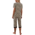 thumbnail image 3 of Gupgi Ensemble de Pyjama d'Été pour Femmes à la Maison, T-Shirts à Manches Courtes à Col en V et Pantalons Capri, 3 of 7