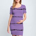thumbnail image 1 of Ovzne Robes pour Femmes Robe de Plage Femme à la Mode Imprimée Plissée Jupe de Maternité à Manches Courtes Col Rond Robe Mi-Mollet Grande Taille Robe Maxi à Manches Courtes Imprimée Liquidation, 1 of 7