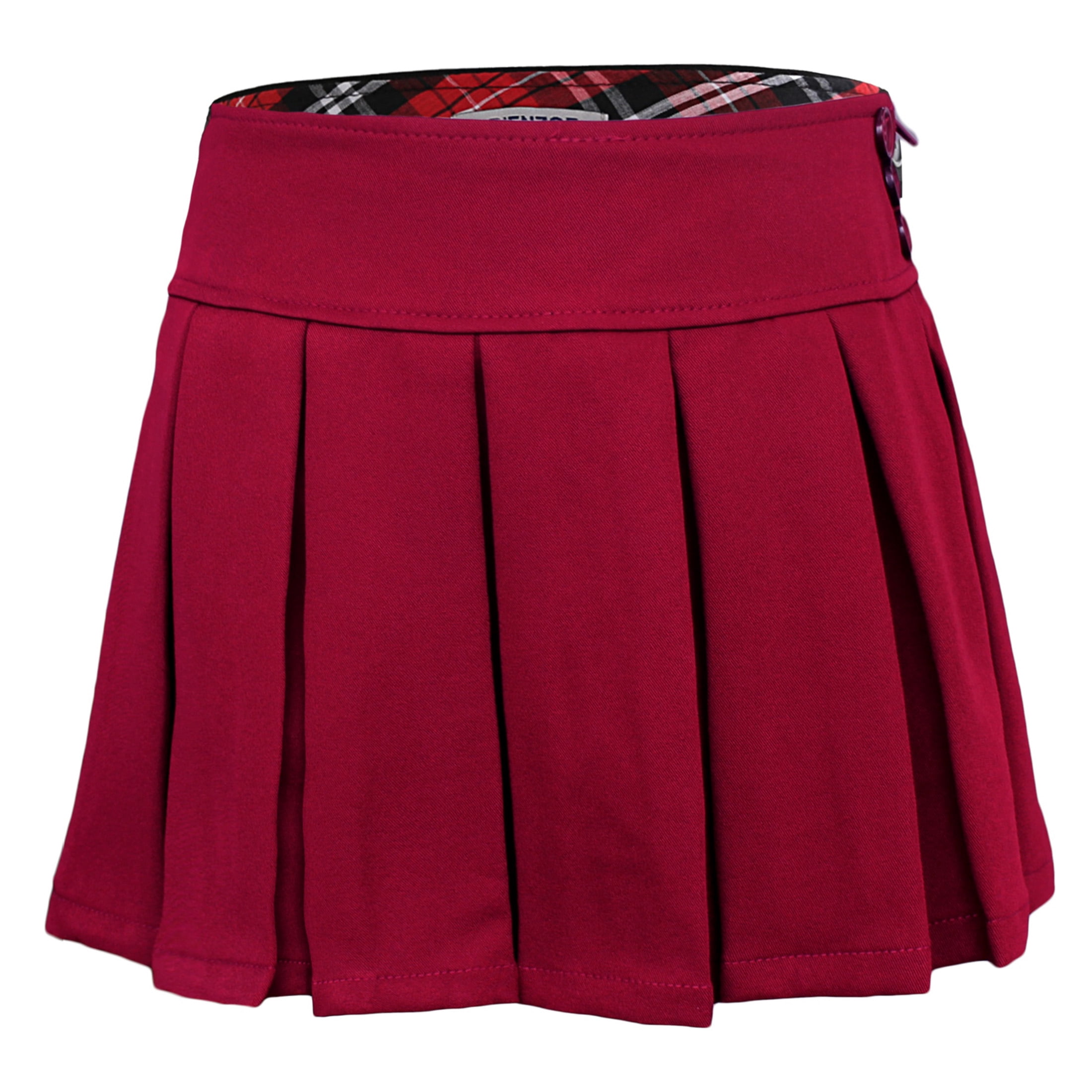 Bienzoe Jupe d'Uniforme Scolaire Extensible Plissée à Taille Ajustable pour Fille Bourgogne 6