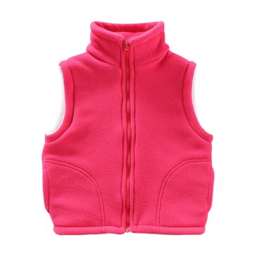 TIEVOSA Winter Vest Stand Collar Sleeveless Jacket for Boys Girls Casual Warm Layered Outfit with Jeans Pants Autumn Fall Daily Wear 4-5 Years(Hot Pink)