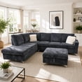thumbnail image 1 of Cosmic Homes Scott Reversible Sectional Sofa Set with Storage Chaise, Drop-Down Tray & Ottoman Grey, 1 of 6