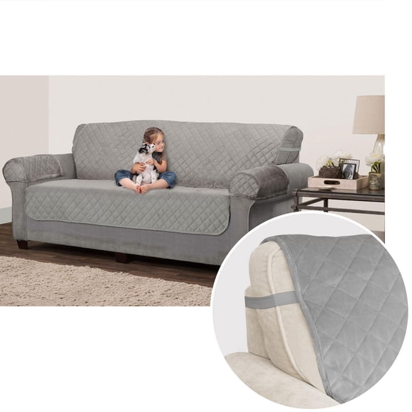 Housse de canapé en tissu SmartFit, 3 pièces, pour chiens/chats, gris