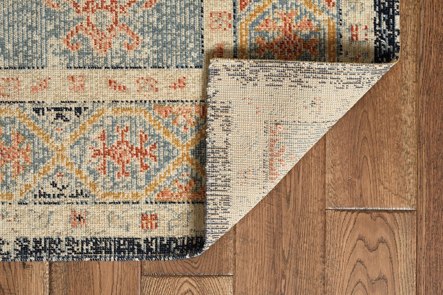 Tapis d'appoint Grand Zéro Harlon ivoire & bleu de 2 pi x 3 pi
