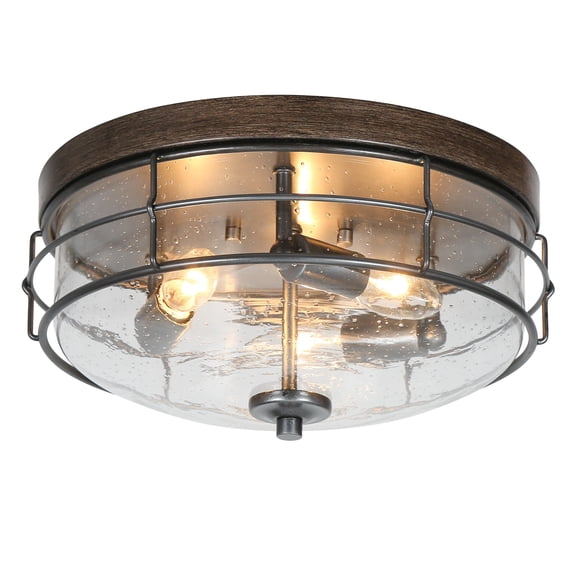 LNC Vine 3-Light 13-in Wood Brown and Brushed Sliver LED Flush Mount Light, Dining Room, Foyer, Bedroom Flush Mount Light,12.6"Dx4"H,FVUZQRWM14915G8|Walmart Canada