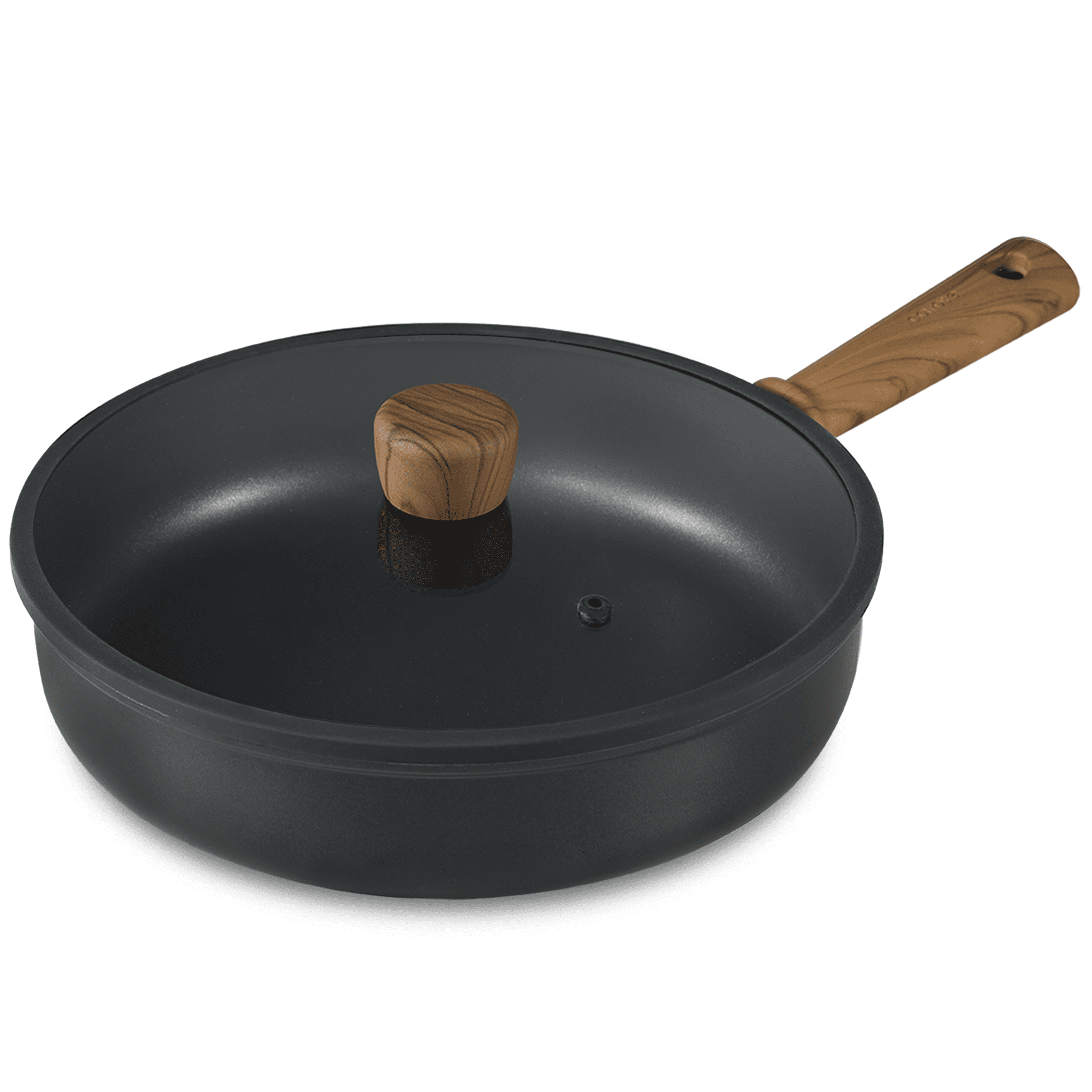 Poêle sauteuse antiadhésive en titane Carote avec couvercle, 28 cm (11") – Grande capacité 5L, compatible tous feux, y compris induction, passe au lave-vaisselle – Noir