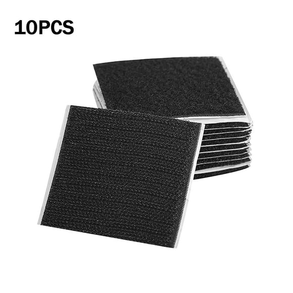 fastboy Sofa Magic Tapes Traceless Self Adhesive Fastener Tapes Anti-slip 6cm Square-shaped Magic Grippers, Black, 10pcs
