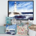 thumbnail image 3 of Designart Phare sur l'île rocheuse avec des mouettes ART MURAL À CADRE FLOTTÉ, 3 of 4