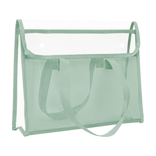 Green Clear Tote Bag Pvc Thickened Double Layer Waterproof Book Bag For Students School Exam