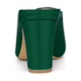 thumbnail image 2 of BLISSFUL STEP Women's Pearl Bow Block Heel Slides Mules Dark Green 8, 2 of 7