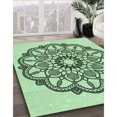 thumbnail image 3 of Ahgly Company Machine Washable Indoor Round Transitional Mint Green Area Rugs, 4' Round, 3 of 7