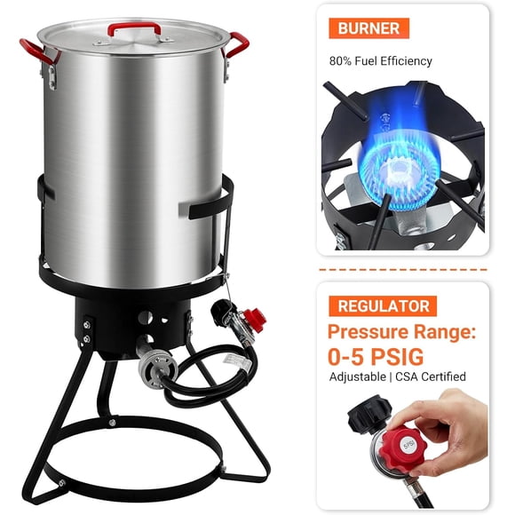 Royalbelle Friteuse à Dinde de 30 Qt, Friteuse Profonde d'Extérieur en Aluminium et Chaudière à Fruits de Mer