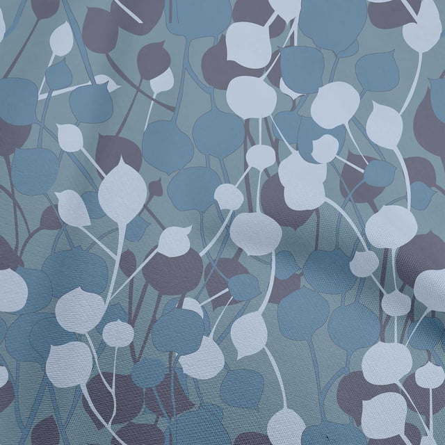oneOone Viscose Chiffon Medium Blue Fabric Abstract Leaf Sewing Craft Projects Fabric Prints By Yard 42 Inch Wide