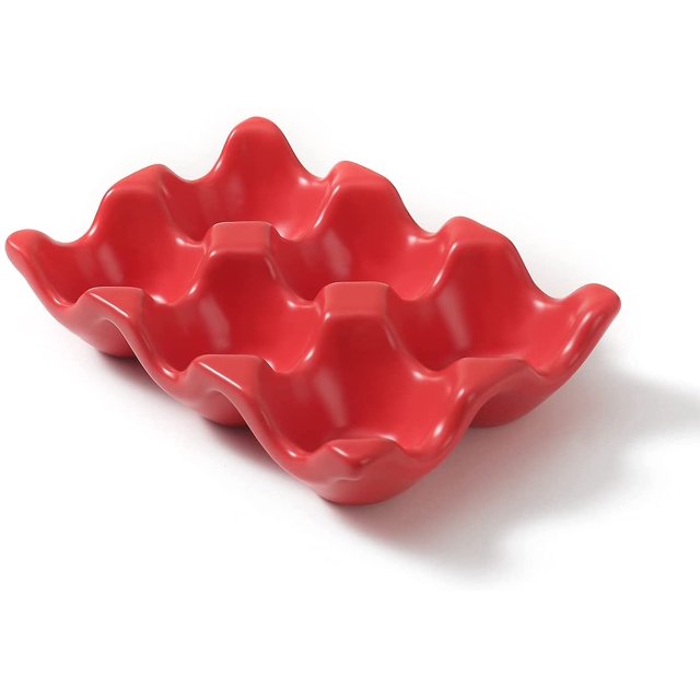 6 Cups Egg Tray Serveware, Eggs Dispenser, Egg Holder Set Kitchen Restaurant Fridge Storage Decorative Accessory - Red