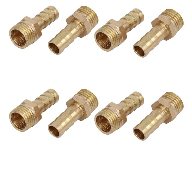 Unique Bargains 1/4BSP Male Thread 8mm Hose Barb Tubing Fitting Coupler Connector Adapter 8pcs
