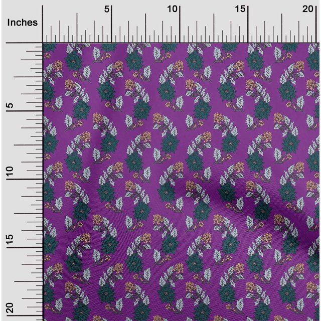 oneOone Viscose Chiffon Fabric Leaves & Floral Block Decor Fabric Printed BTY 42 Inch Wide