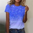 thumbnail image 1 of XZNGL Womens Casual Sparkling Crystal Printed Round Neck Short Sleeved Top, 1 of 1