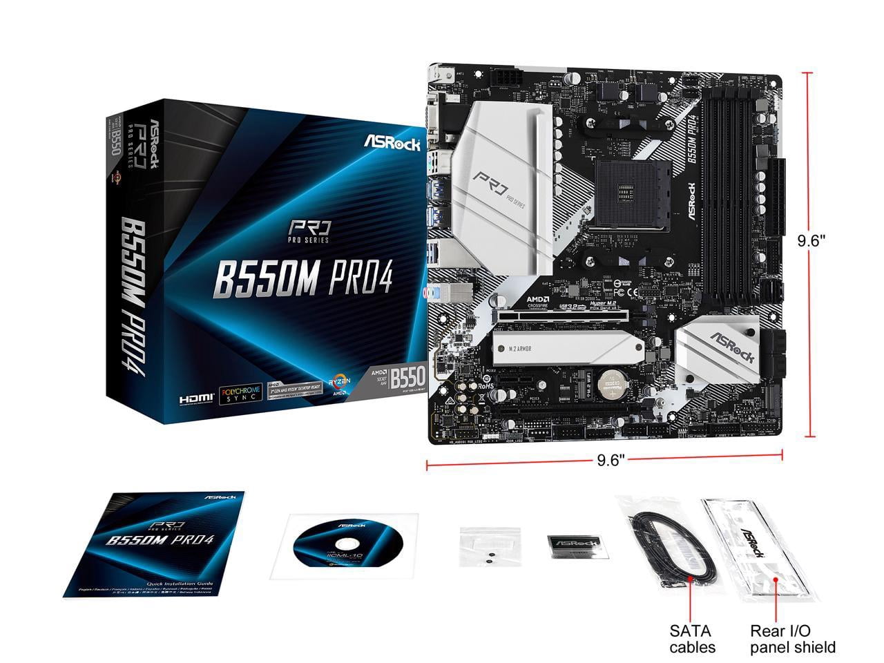 ASRock B550M PRO4 AM4 AMD B550 SATA 6Gb/s Micro ATX AMD