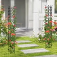 thumbnail image 2 of Patiojoy Garden Trellis Outdoor Plant Support Frame with Adjustable Shapes Ground Stakes Rustproof PE Coating Pipes 2pcs, 2 of 10
