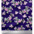 thumbnail image 1 of Soimoi Tissu Crêpe Polyester Feuilles, & Imprimés Floraux Roses au Mètre 52 Pouces de Large, 1 of 3