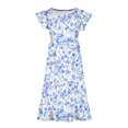 thumbnail image 3 of RXIRUCGD 2025 Vêtements d'Été pour Enfants Filles Robe Imprimée à Fleurs Manches Courtes Poches à Volants Col Rond pour Enfants, 3 of 5